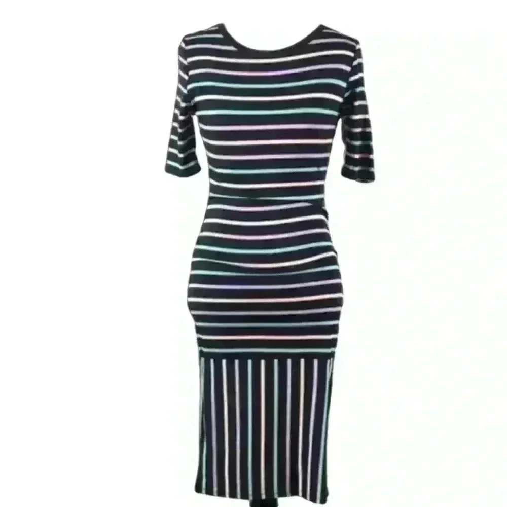 Lularoe dress Julia size XXS 00-0 striped pastel